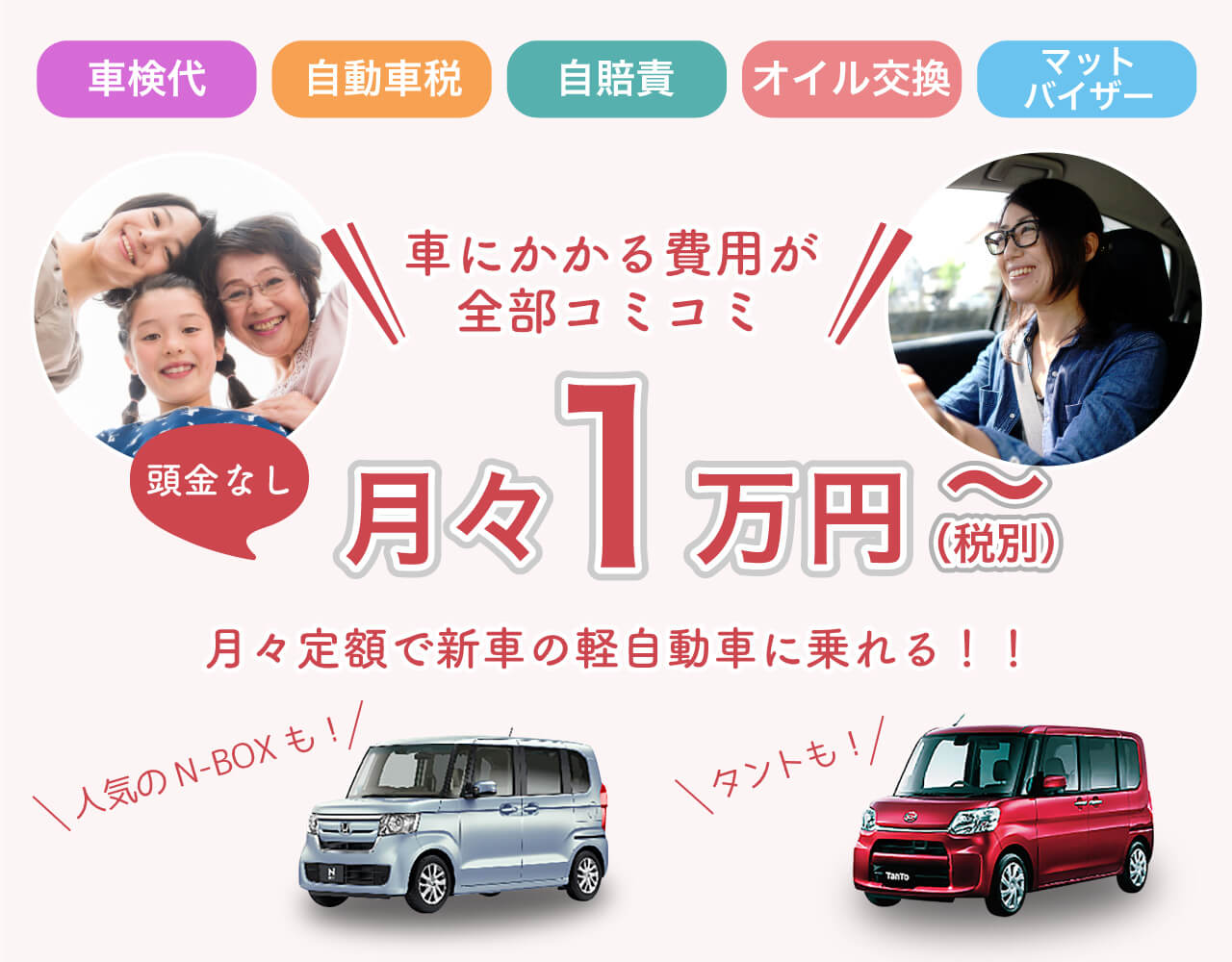 車にかかる費用が全部コミコミ月々１万円