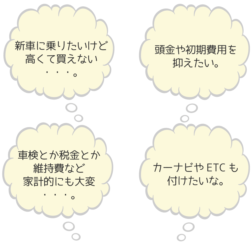 新車に乗りたいけど高くて買えない・・・。などお悩み